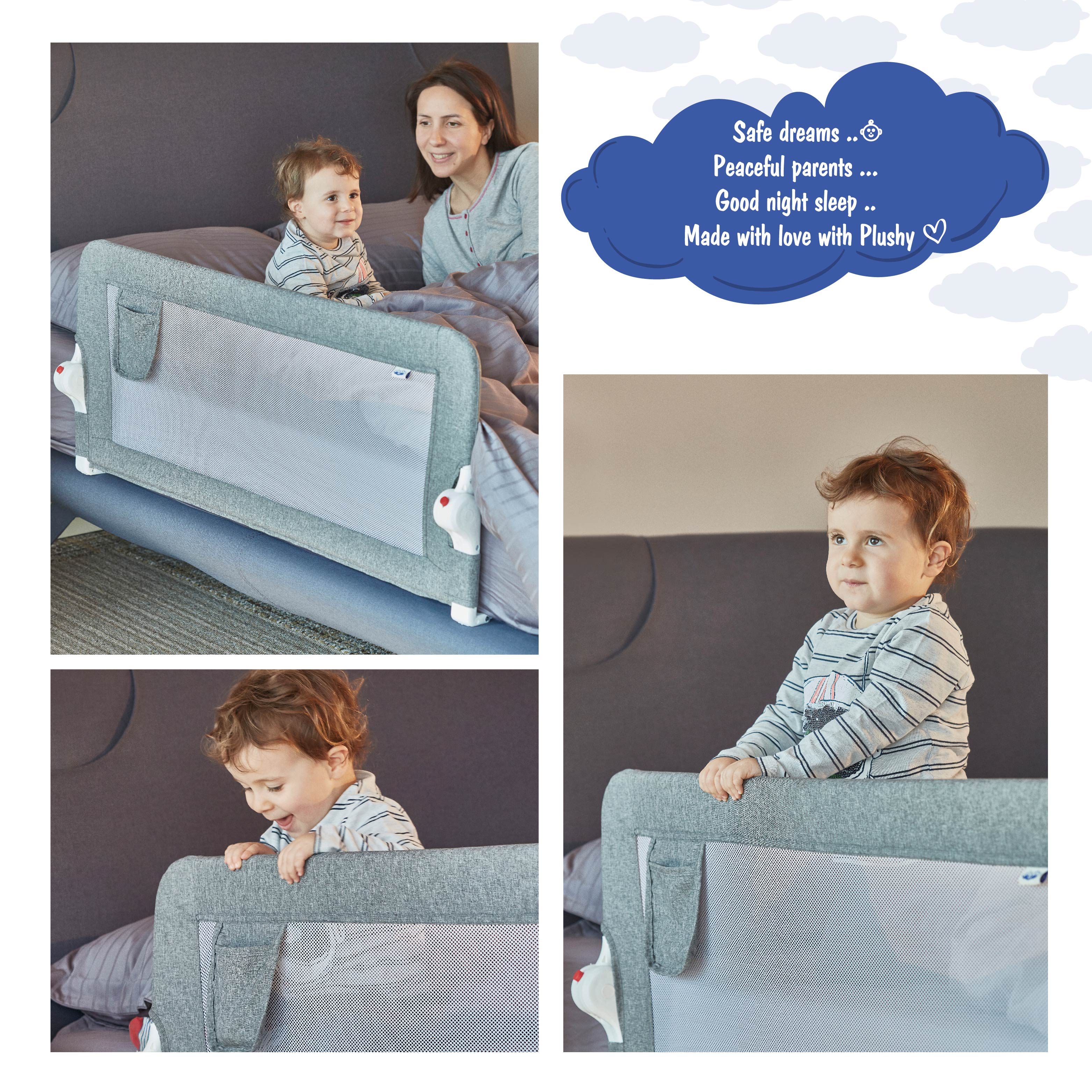 Plushy Toddler Brown Bed Rail - Comfortable, Safe and Secure Bed